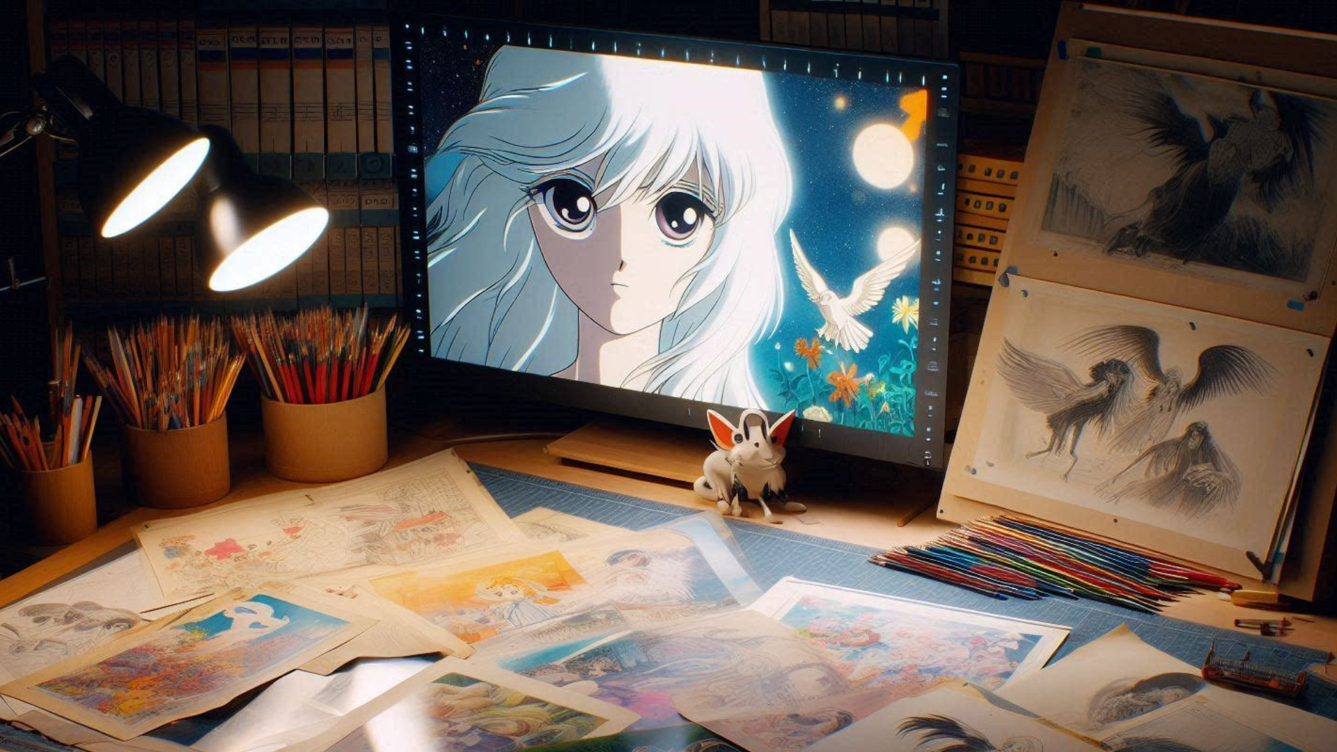 貴重なアニメ資料を精密に査定するイメージ