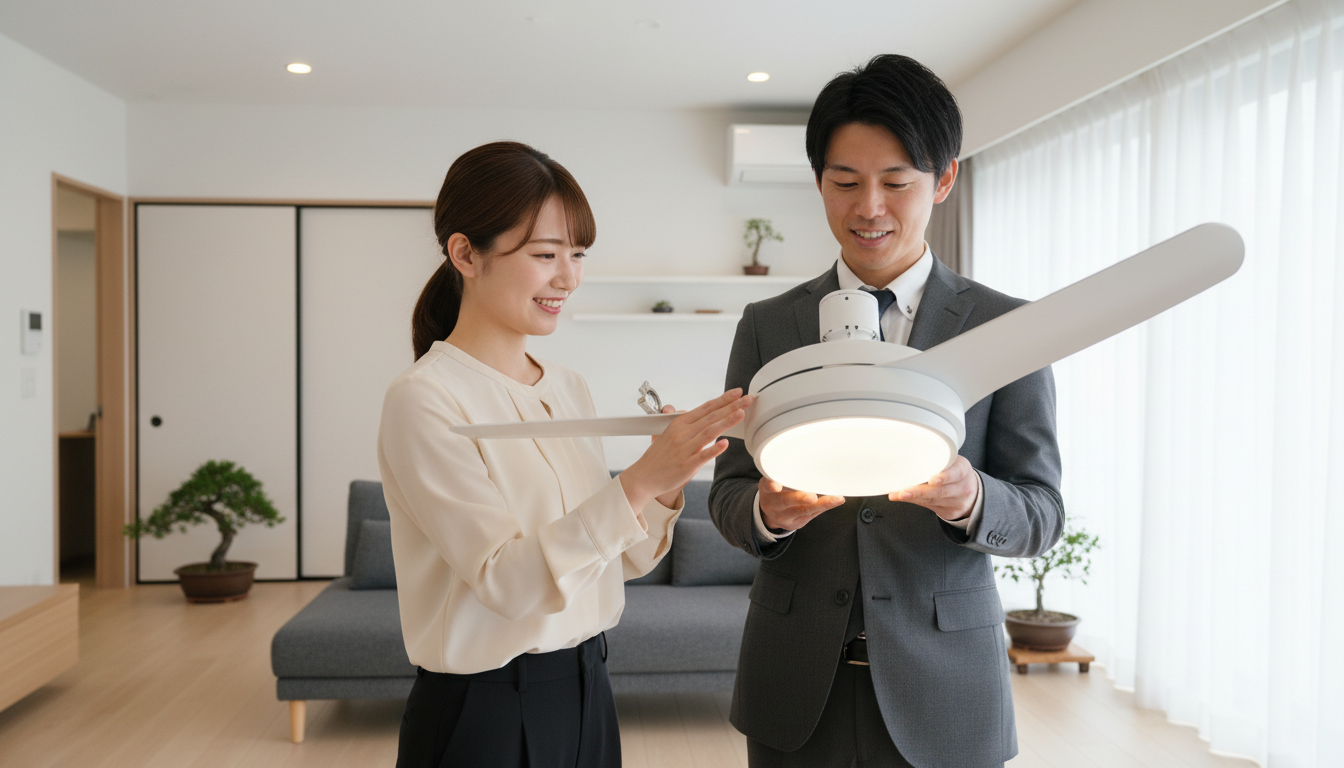 シーリングファンライト査定の様子