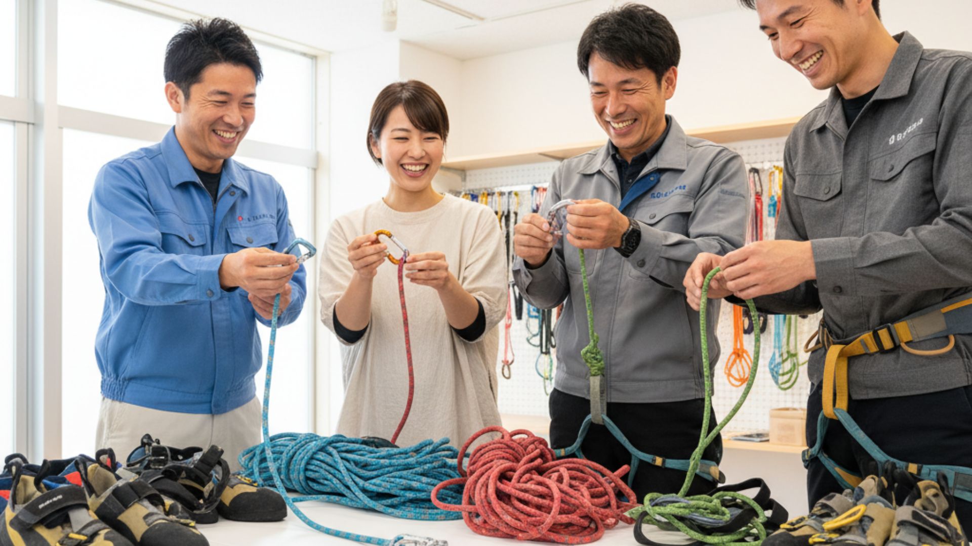クライミング用品の査定風景