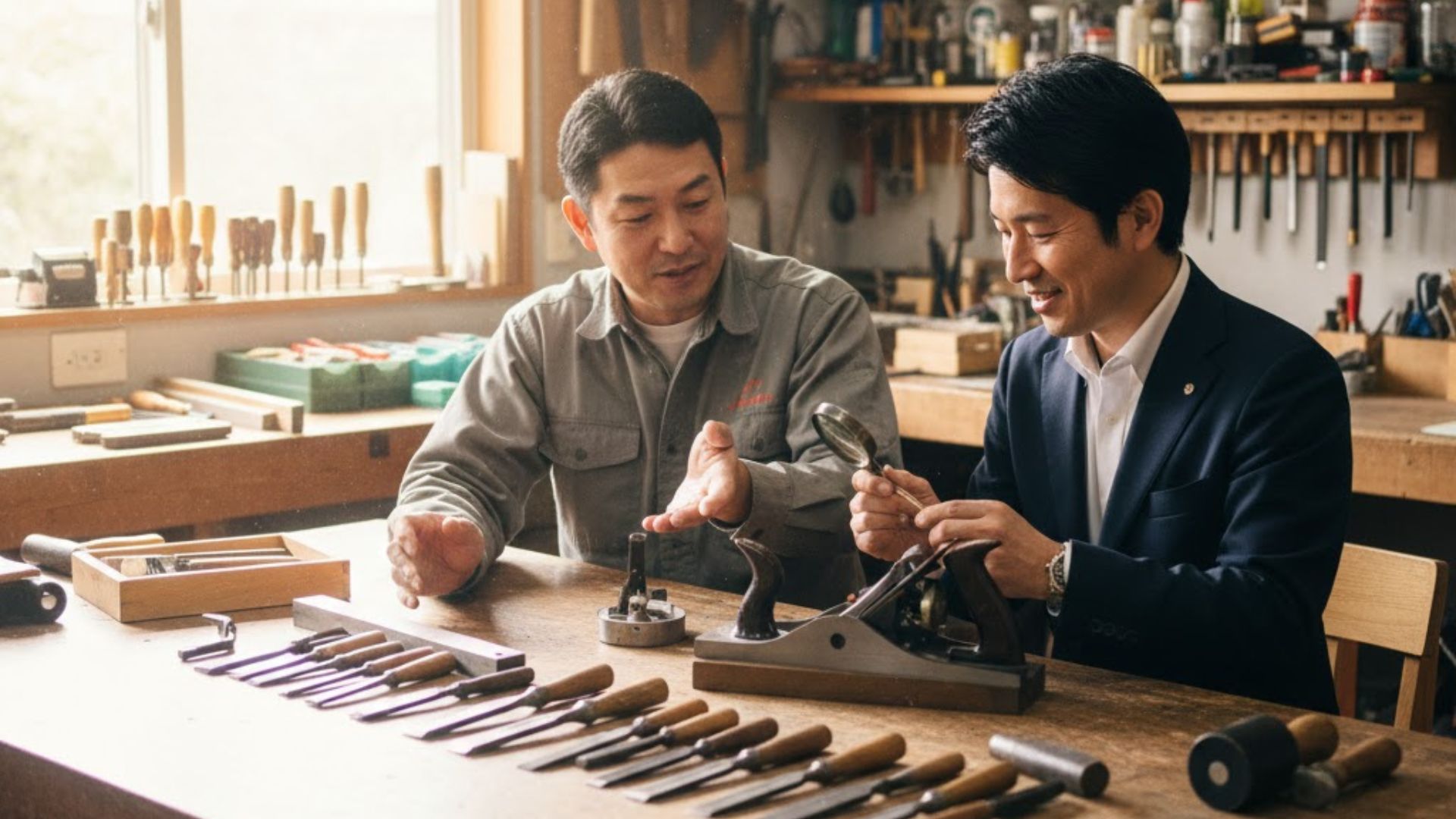 大工道具査定風景