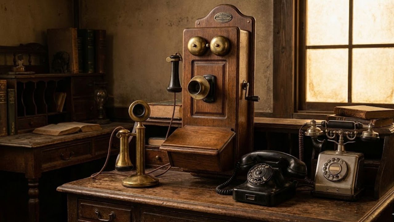 明治大正時代の木製壁掛け電話機
