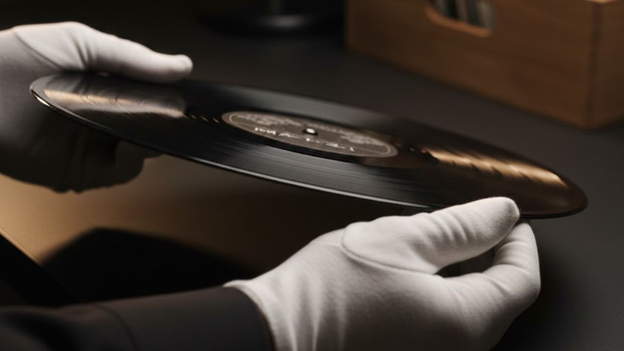 洋楽オリジナル盤の精密査定風景