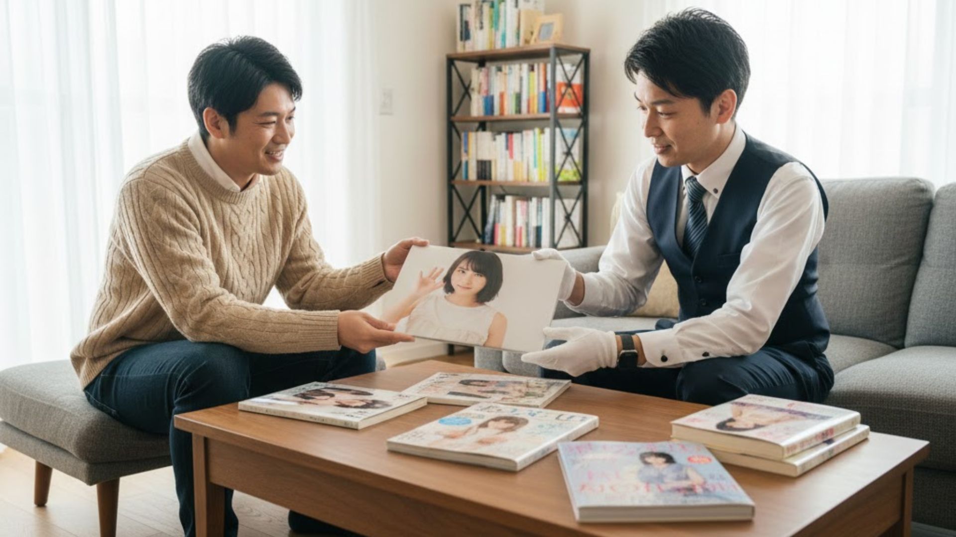 写真集査定風景