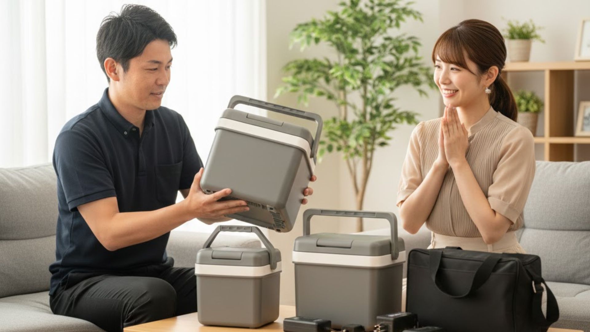 ポータブル冷温庫の査定風景