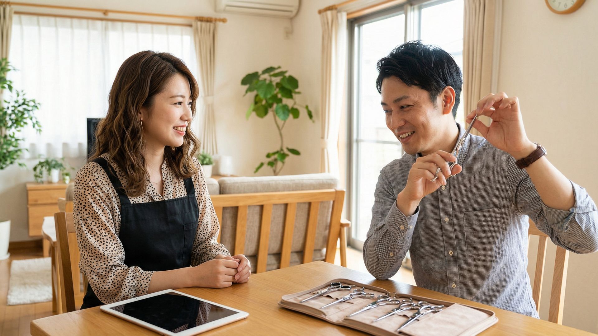理美容ハサミの査定風景