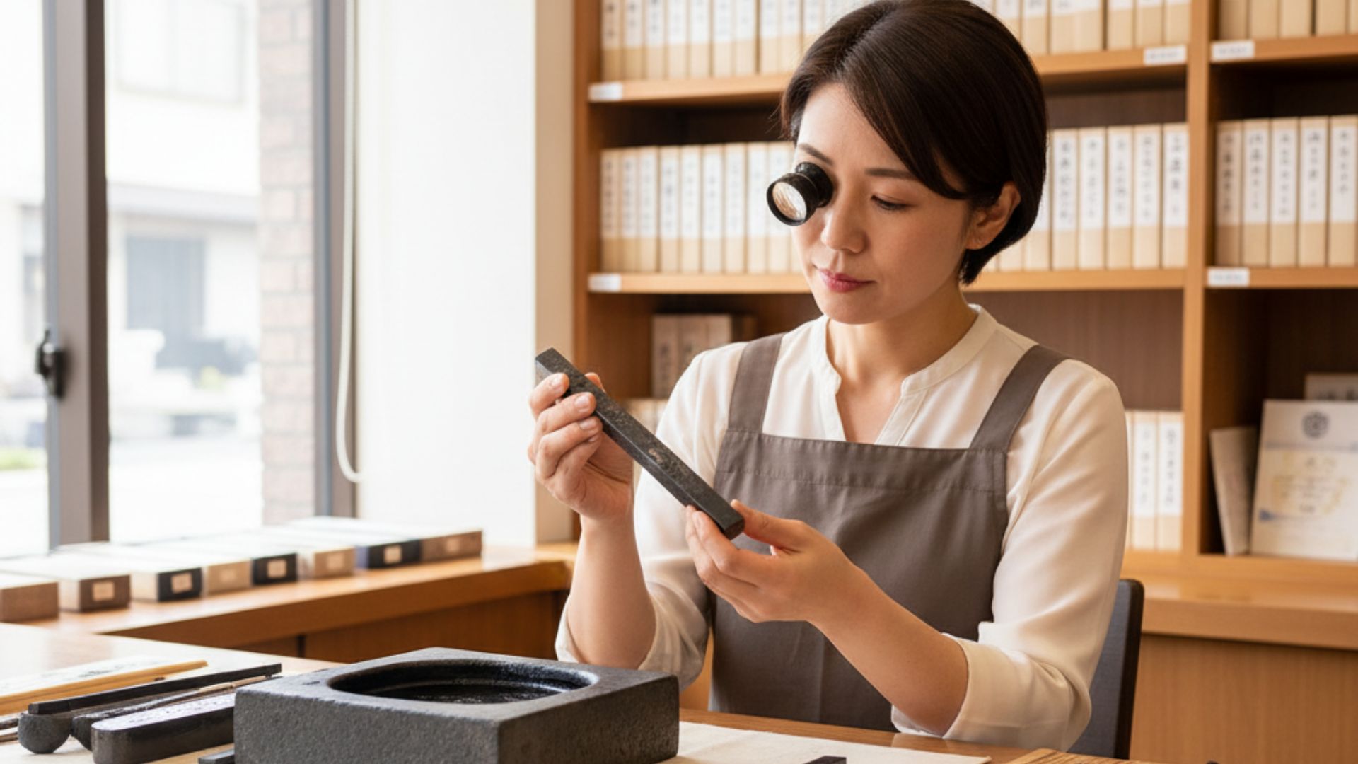 書道具の査定風景