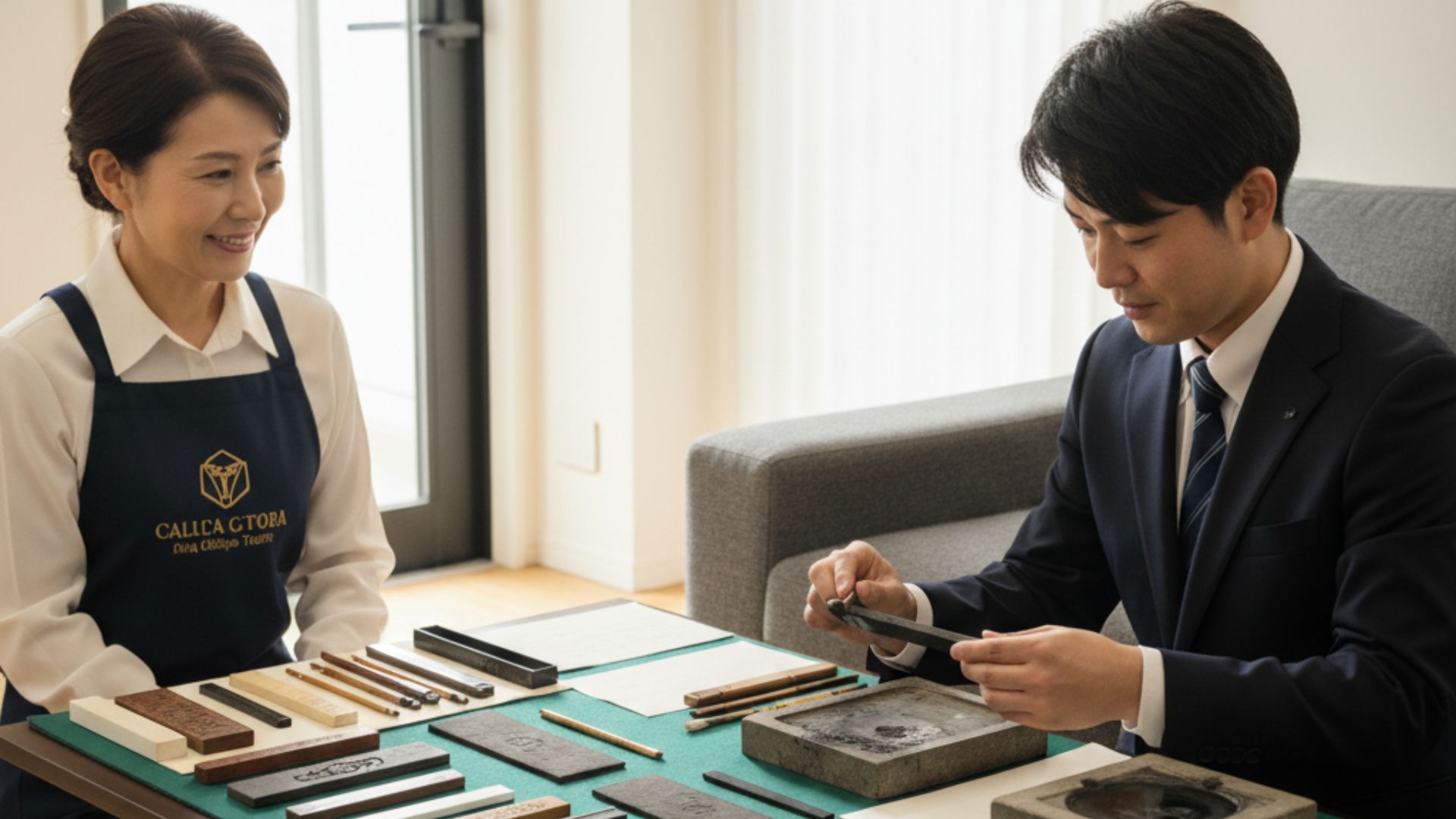 書道具の取引風景イメージ