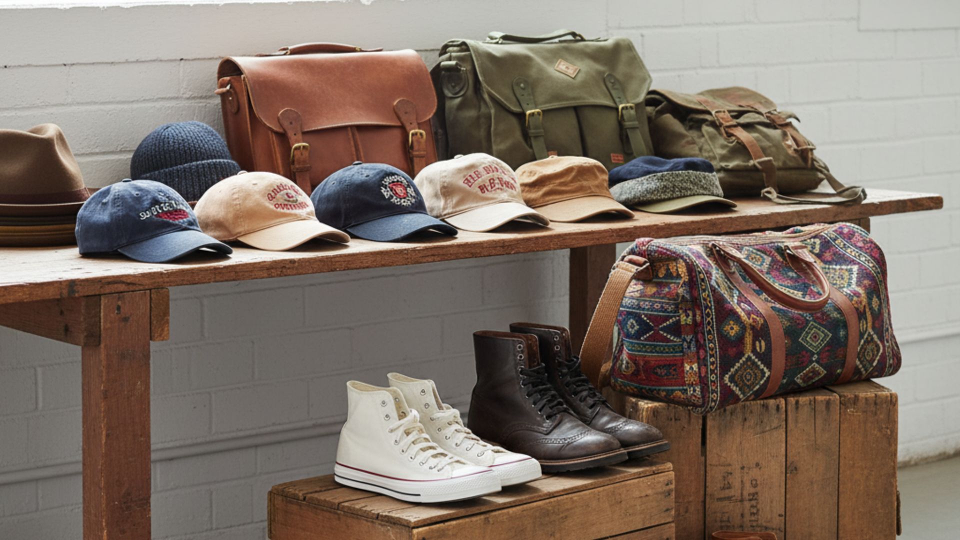 帽子・バッグ・スニーカー